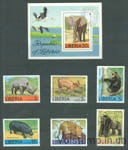1976 Ліберія серія марок + блок (Фауна, ссавці, пантера, мавпа, горила) Гашені №1006-1011 + БЛ 82
