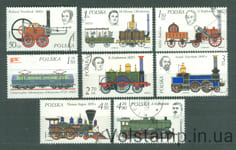 1976 Польша серия марок (Поезда, локомативы, вагоны, личности) Гашеные №2427-2434