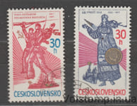 1977 Чехословакия серия марок (Октябрьская революция, оружие, корабли) Гашеные №2410-2411