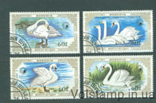 1987 Монголія серія марок (Птахи, лебеді) Гашені №1872-1875