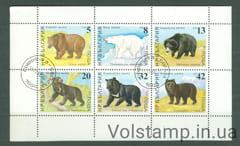 1988 Болгария малый лист (Фауна, млекопитающие, медведи) Гашеный №3703-3708