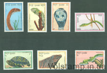 1988 Камбоджа серія марок (Фауна, рептилії, змії) MNH №983-989