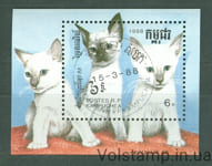 1988 Кампучия блок (Фауна, коты) Гашеный №БЛ 158