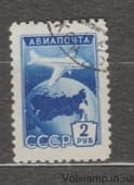 1955 Марка Самолет над земным шаром Горизонтальные соты Гашеная  №1727b