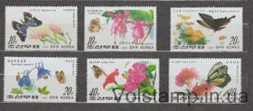 1987 North Korea Series of stamps (Butterflies and Flowers) MNH №2825-2830
