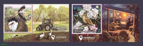 2019 Низ листа Птицы аист и соловей фауна Европа серия №1747-1748