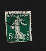 1907 Франция Марка с серии (Semeuse фонд plein sans sol) Гашеная с дефектом №116