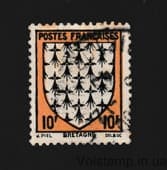 1943 Франция Марка с серии (Бретань Бретань) Гашеная №586