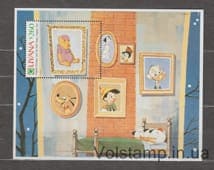 1991 Гайана Блок (Портрет Винни-Пуха, рождественская открытка 1969 года) MNH №БЛ147