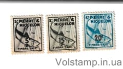 1938 Сен-Пьер и Микелон Неполная серия марок (Атлантическая треска) MH №32, 34-35