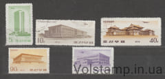 1973 Северная Корея Серия марок (Здания в Пхеньяне, авиация, самолеты, вертолеты) Гашеные №1216-1220