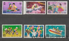 1980 Северная Корея Серия марок (ЮНИСЕФ - 30 лет Международному дню защиты детей, транспорт, космос, поезда) Гашеные №1954-1959