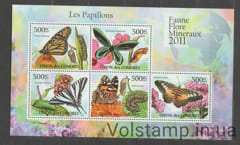 2011 Коморские Острова Малый лист (Бабочки) MNH №KM 2986-2990KB