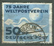 1949 ГДР Марка (75 лет Универсальный почтовый союз УПС, голубь) Гашеная с дефектом №242