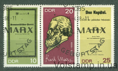 1968 ГДР Сцепка (Титульный лист манифеста Коммунистической партии) Гашеная №1365-1367