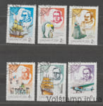 1987 Hungary Stamp series (Antarctic explorers, fauna, ships, aviation) Used №3907-3912