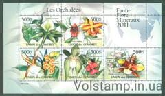 2011 Коморские Острова Малый лист (Орхидеи) MNH №2953-2957