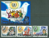 1985 Северная Корея Серия марок + блок (Международный год молодежи) Гашеные №2705-2707 + БЛ 209