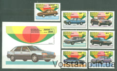 1993 Мадагаскар Серия марок + блок (Автомобили) MNH №1404-1410 + БЛ206