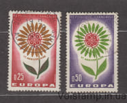 1964 Франция Серия марок (Европа C.E.P.T.- Цветок) Гашеные №1490-1491