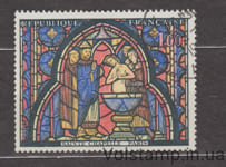 1966 Франция Марка (Витраж Сен-Шапель. «Крещение Иуды») Гашеная №1559